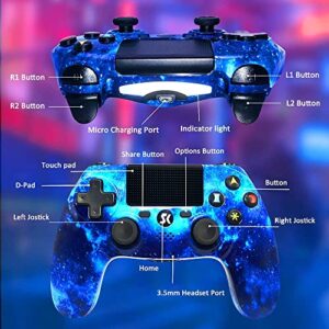ISHAKO for PS4 Controller Wireless, Controller Gamepad Compatible with Playstation 4/Slim/Pro/PC/Android/Mac with USB Cable,Dual Vibration,6-Axis Motion Control,3.5mm Audio Jack,Multi Touch Pad,Share Button(Blue)