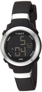 timex women's tw5m29300 dgtl stacked numbers 28mm black/silver resin strap watch