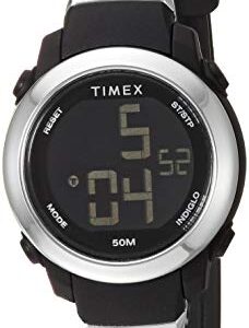 Timex Women's TW5M29300 DGTL Stacked Numbers 28mm Black/Silver Resin Strap Watch