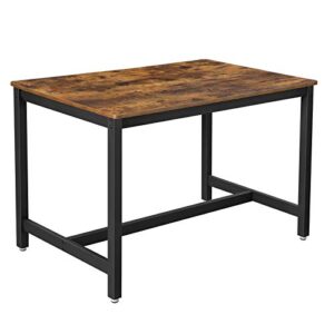 vasagle 47 inches dining room table for 4, industrial style with heavy duty metal frame, 47.2 x 29.5 x 29.5 inches, brown