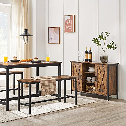 VASAGLE 47 Inches Dining Room Table for 4, Industrial Style with Heavy Duty Metal Frame, 47.2 x 29.5 x 29.5 Inches, Brown