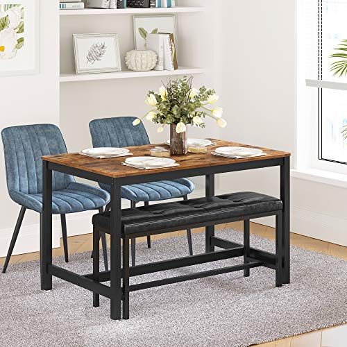 VASAGLE 47 Inches Dining Room Table for 4, Industrial Style with Heavy Duty Metal Frame, 47.2 x 29.5 x 29.5 Inches, Brown