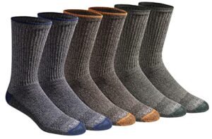 dickies men's dri-tech moisture control crew socks multipack, heathered colored (6 pairs), shoe size: 6-12