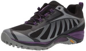 merrell womens siren edge 3 waterproof hiking shoe, black/acai, 8 us