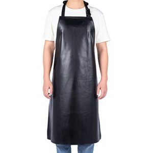 homsolver heavy duty vinyl waterproof apron for unisex adult, ultra lightweight, industrial apron, black