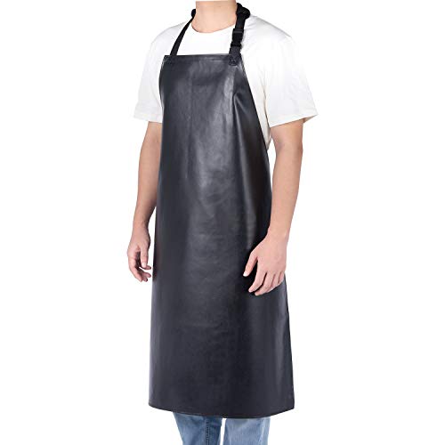 Homsolver Heavy Duty Vinyl Waterproof Apron for Unisex Adult, Ultra Lightweight, Industrial Apron, Black