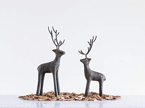 Creative Co-Op Cast Iron Standing Deer Figures and Figurines, 11.75", Black