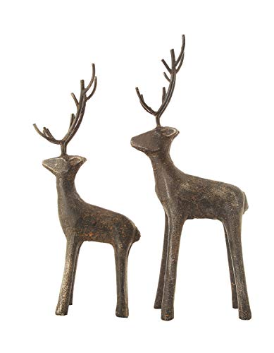 Creative Co-Op Cast Iron Standing Deer Figures and Figurines, 11.75", Black