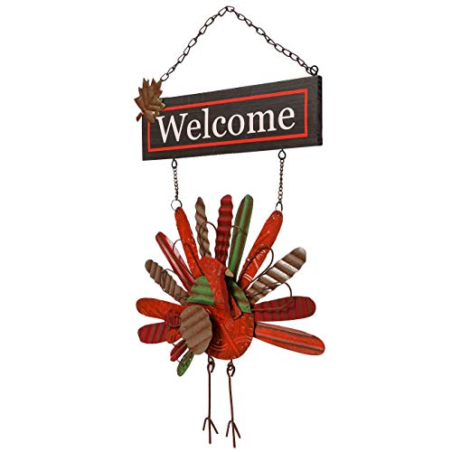 Ogrmar Vintage Metal Thanksgiving Turkey Wall Hanging Decoration Welcome Sign Front Door Ornament Festive Whimsical Halloween Christmas Decor