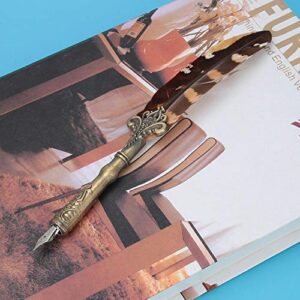 Quill Dip Pen, European Retro Feather Dip Pen Set 5 Replaceable Nibs Calligraphy Writing Pen