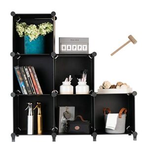 homeries cube storage system – modular diy plastic closet organizer rack, storage shelves, bookshelf, bookcase for bedroom, office, dorm room, college, living room - black (6-cube)