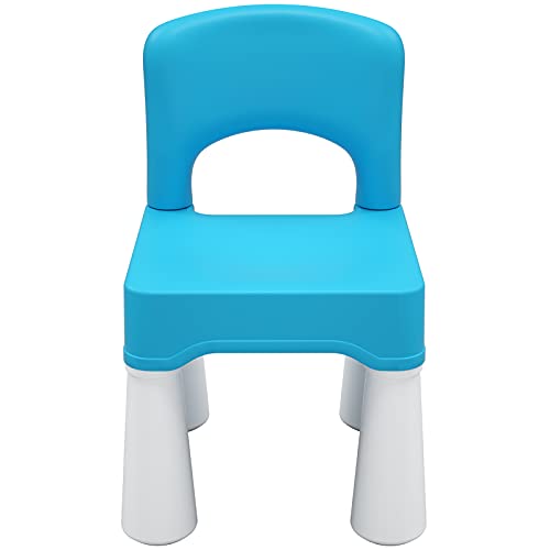 burgkidz Plastic Toddler Chair, Durable and Lightweight Kids Chair, 9.3" Height Seat, Indoor or Outdoor Use for Toddlers Boys Girls Blue