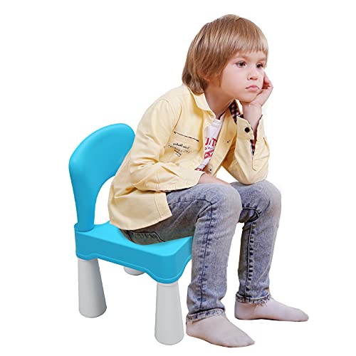 burgkidz Plastic Toddler Chair, Durable and Lightweight Kids Chair, 9.3" Height Seat, Indoor or Outdoor Use for Toddlers Boys Girls Blue