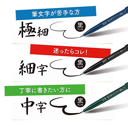 Pentel XSES15P-3AMZ Calligraphy Sign Pen, Pigment Type, Set of 3, Black