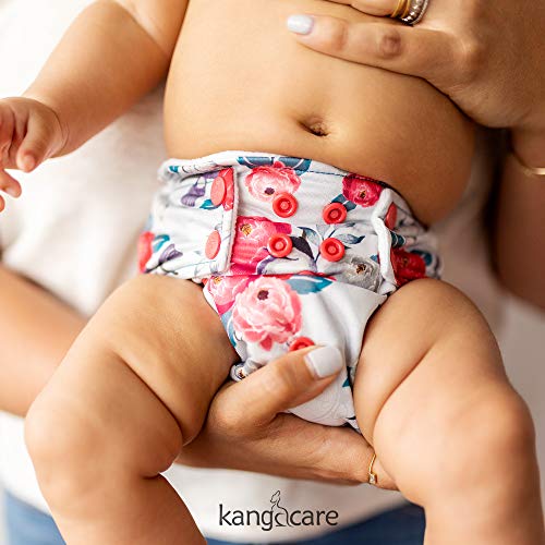 Kanga Care Rumparooz OBV Cloth Diaper Reusable One Size Pocket Diaper with Patented Inner Double Gusset Adjustable 4 Size in 1 Diaper + 2 pcs Bamboo Insert Soaker | Lily (6-40+ lbs)