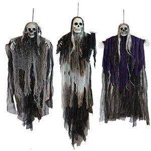 joyin 3 pack hanging halloween skeleton ghosts decorations, grim reapers for best halloween outdoor decorations