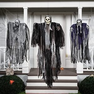 JOYIN 3 Pack Hanging Halloween Skeleton Ghosts Decorations, Grim Reapers for Best Halloween Outdoor Decorations