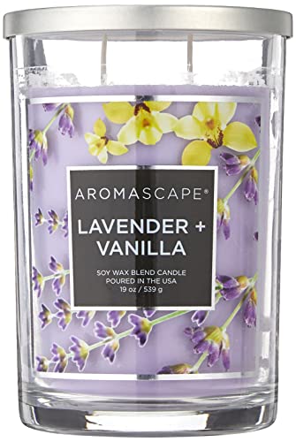 Aromascape PT41899 2-Wick Scented Jar Candle, Lavender & Vanilla, 19-Ounce, Purple