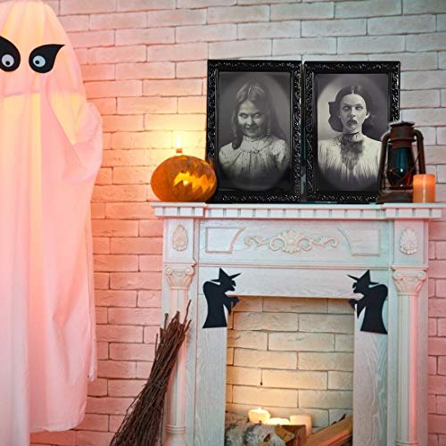 Halloween Decoration Indoor Scary Gothic Wall Decor 3D Changing Face Moving Picture Frames Portrait, Horror Poster Castle Haunted Mansion Decor House Decoration Party Supplies