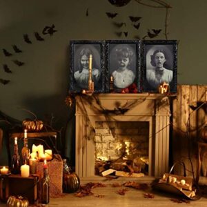 Halloween Decoration Indoor Scary Gothic Wall Decor 3D Changing Face Moving Picture Frames Portrait, Horror Poster Castle Haunted Mansion Decor House Decoration Party Supplies