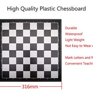 12.5" Magnetic Chess Set with Folding Chess Board Outdoor Travel Portable Chess Set for Adults and Kids, Black & White Color