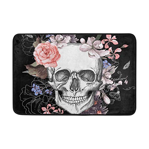 Baofu Skull Doormats Floor Mat Lightweight Non-Slip Foam Skeleton Area Rugs Entrance Front Door Rug Christmas Thanksgiving Decorative for Indoor Garden Kitchen Bedroom 23.6" x15.7"