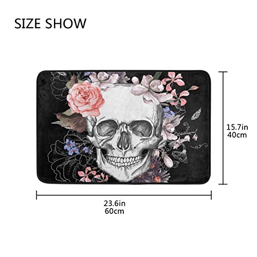 Baofu Skull Doormats Floor Mat Lightweight Non-Slip Foam Skeleton Area Rugs Entrance Front Door Rug Christmas Thanksgiving Decorative for Indoor Garden Kitchen Bedroom 23.6" x15.7"