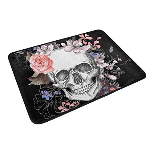 Baofu Skull Doormats Floor Mat Lightweight Non-Slip Foam Skeleton Area Rugs Entrance Front Door Rug Christmas Thanksgiving Decorative for Indoor Garden Kitchen Bedroom 23.6" x15.7"