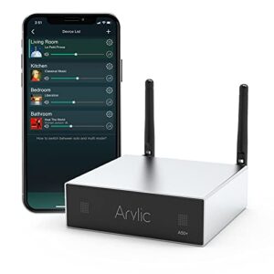 arylic a50+ wifi & bluetooth home amplifier,tpa3116 with 50+50w 24v dc/2.0 stereo channel,airplay 1 dlna,multiroom/multizone sync, hifi audio streaming integrated for speakers