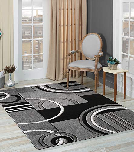 GLORY RUGS Area Rug Modern 8x10 Grey Soft Hand Carved Contemporary Floor Carpet with Premium Fluffy Texture for Indoor Living Dining Room and Bedroom Area