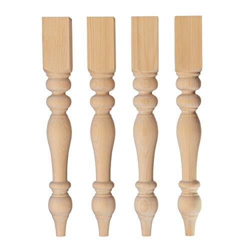 CAROLINA LEG CO. Chunky Farmhouse Table Legs - Unfinished - DIY Furniture - Turned Legs - Set of 4 - Dimensions: 3.5" x 29"