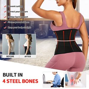 Gotoly Women Waist Trainer Corset Cincher Belt Tummy Control Slimming Body Shaper Belly Workout Sport Girdle (Black, X-Small)