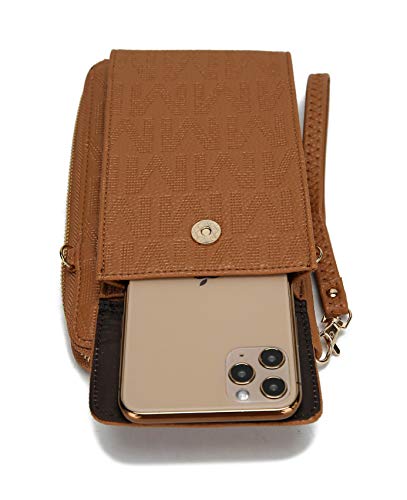 MKF Crossbody Cellphone Handbag for Women Wallet Purse – PU Leather Multi Pockets Clutch Bag, Wristlet Strap Mustard