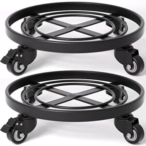 Amagabeli Garden Home 2 Pack 14" Plant Caddy with Wheels Heavy Duty Iron Wheeled Stand Brake Round Pot Mover On Roller Dolly Holder Indoor Outdoor Planter Trolley Casters Rolling Coaster Metal BG2071