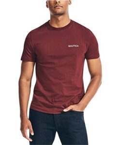 nautica men's short sleeve solid crew neck t-shirt, royal burgundy, x-large