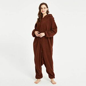 III HHONS Brown Bear Onesie Women Adult Animal Pajamas Costume Halloween Cosplay Sleepwear Onesies For Men Large