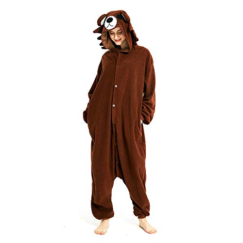 III HHONS Brown Bear Onesie Women Adult Animal Pajamas Costume Halloween Cosplay Sleepwear Onesies For Men Large