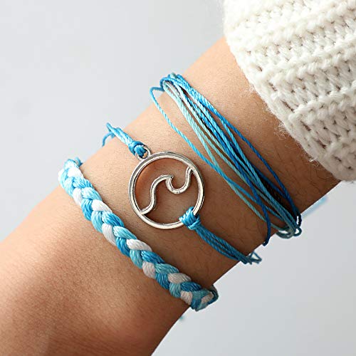 Softones VSCO String Wave Bracelets for Women Girls Handmade Colorful Waterproof Adjustable Braided Beach Bracelet Set for Women