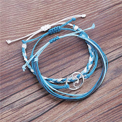 Softones VSCO String Wave Bracelets for Women Girls Handmade Colorful Waterproof Adjustable Braided Beach Bracelet Set for Women