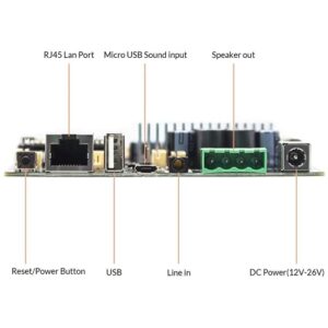 Arylic WiFi&Bluetooth 5.0 Home Audio Amplifier with 50+50W 21V DC/2.0 Stereo Channel&Mono,multizone Streaming Amplifier Board with Airplay,Spotify Connect for DIY Speakers Board- Up2stream Amp V4