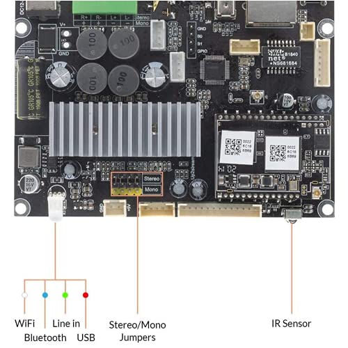 Arylic WiFi&Bluetooth 5.0 Home Audio Amplifier with 50+50W 21V DC/2.0 Stereo Channel&Mono,multizone Streaming Amplifier Board with Airplay,Spotify Connect for DIY Speakers Board- Up2stream Amp V4