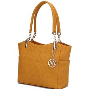 Mia K Collection Shoulder Handbag for Women: Vegan Leather Satchel-Tote Bag, Top-Handle Purse, Ladies Pocketbook Mustard