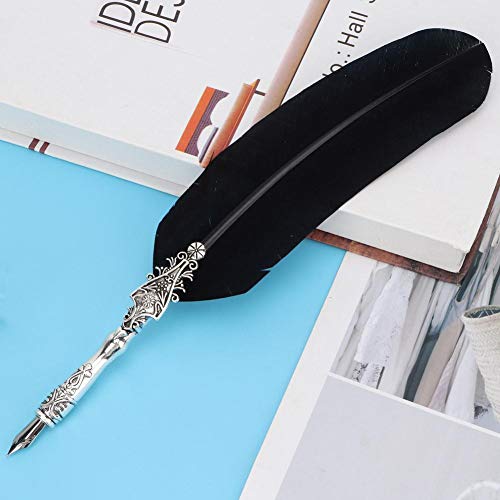 Hztyyier Vintage Quill Pen Fountain Pen Sign Pen Calligraphy Writing Quill Dip Pen Set Office School Supplies(Black) School Supplies