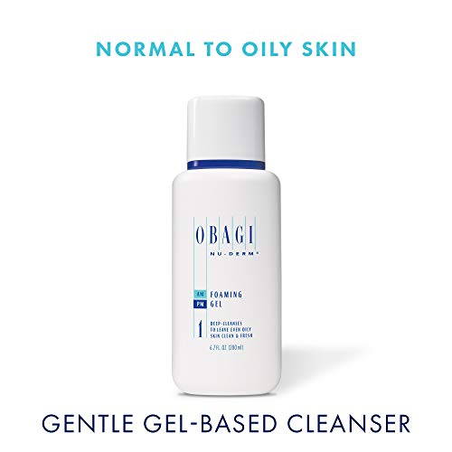 Obagi Nu-Derm Foaming Gel, Soothing Formula Made with Aloe–Foaming Daily Facial Cleanser Deep Cleanses and Removes Makeup and Dirt to Leave Normal to Oily Skin Clean and Fresh, 6.7-FL, Oz. Pack-of-2