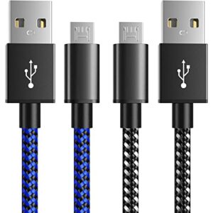 6amlifestyle ps4 controller charger charging cable 10ft 2 pack nylon braided extra long micro usb 2.0 high speed data sync cord compatible for playstaion 4, ps4 slim/pro, xbox one s/x controller