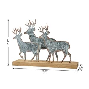 Glitzhome Christmas Table Decorations 12.81 Inches Metal Christmas Reindeer Decor Galvanized Deer Decoration for Home Country Christmas Decor Rustic Xmas Desk Decoration