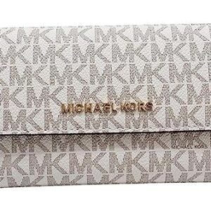 Michael Kors Jet Set Travel Large Trifold Leather Wallet (Vanilla)