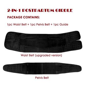 ChongErfei 2 in 1 Postpartum Support Recovery Belly Wrap Waist/Pelvis Belt Body Shaper Postnatal Shapewear,One Size Black