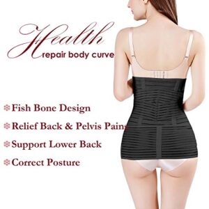 ChongErfei 2 in 1 Postpartum Support Recovery Belly Wrap Waist/Pelvis Belt Body Shaper Postnatal Shapewear,One Size Black