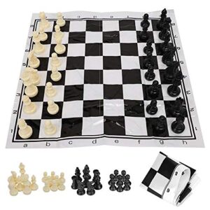 Alomejor Chess Board Game Portable Plastic International Chess Set with Black and White Medieval Chess